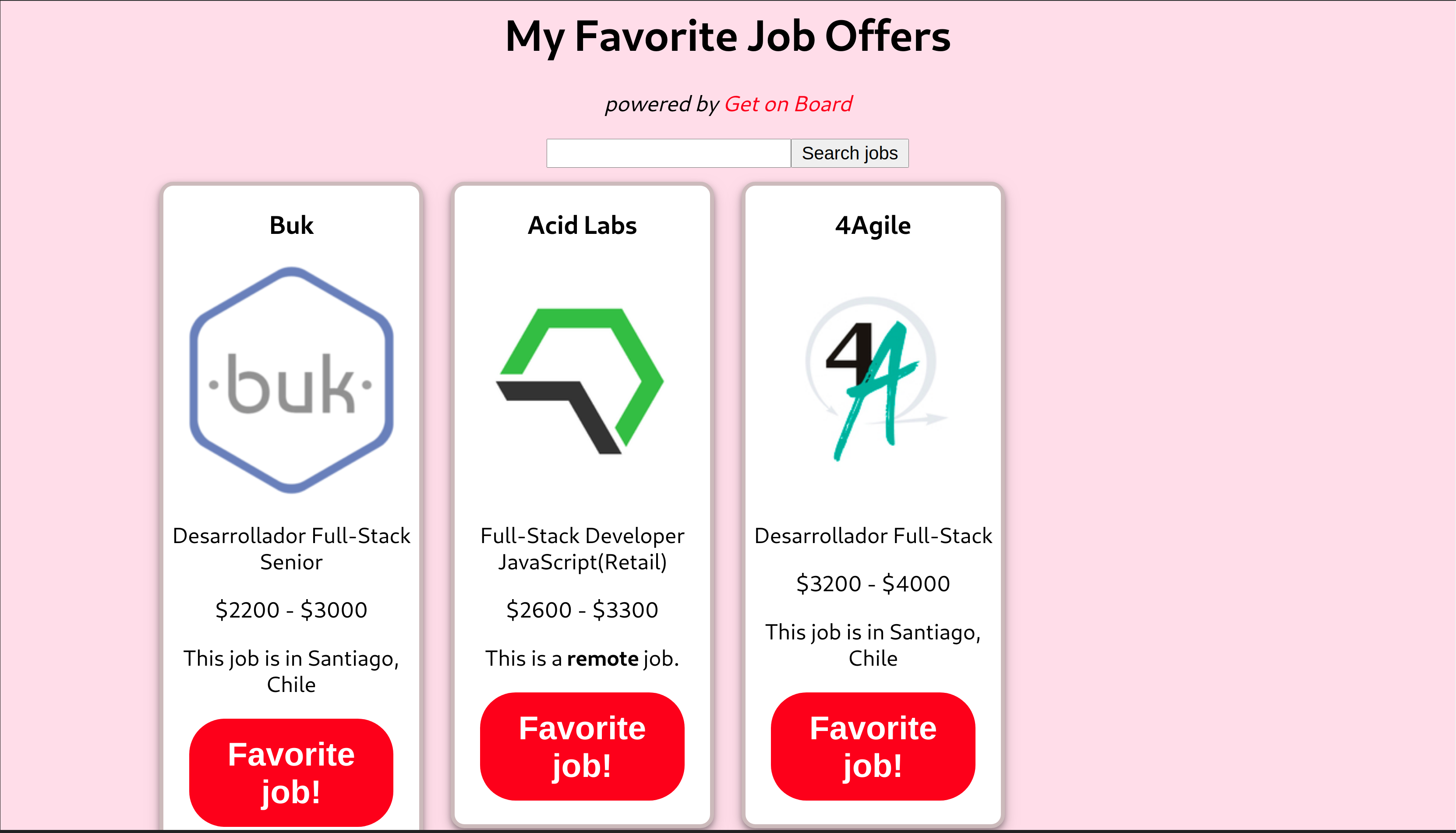 A screenshot of the FaveJobs website