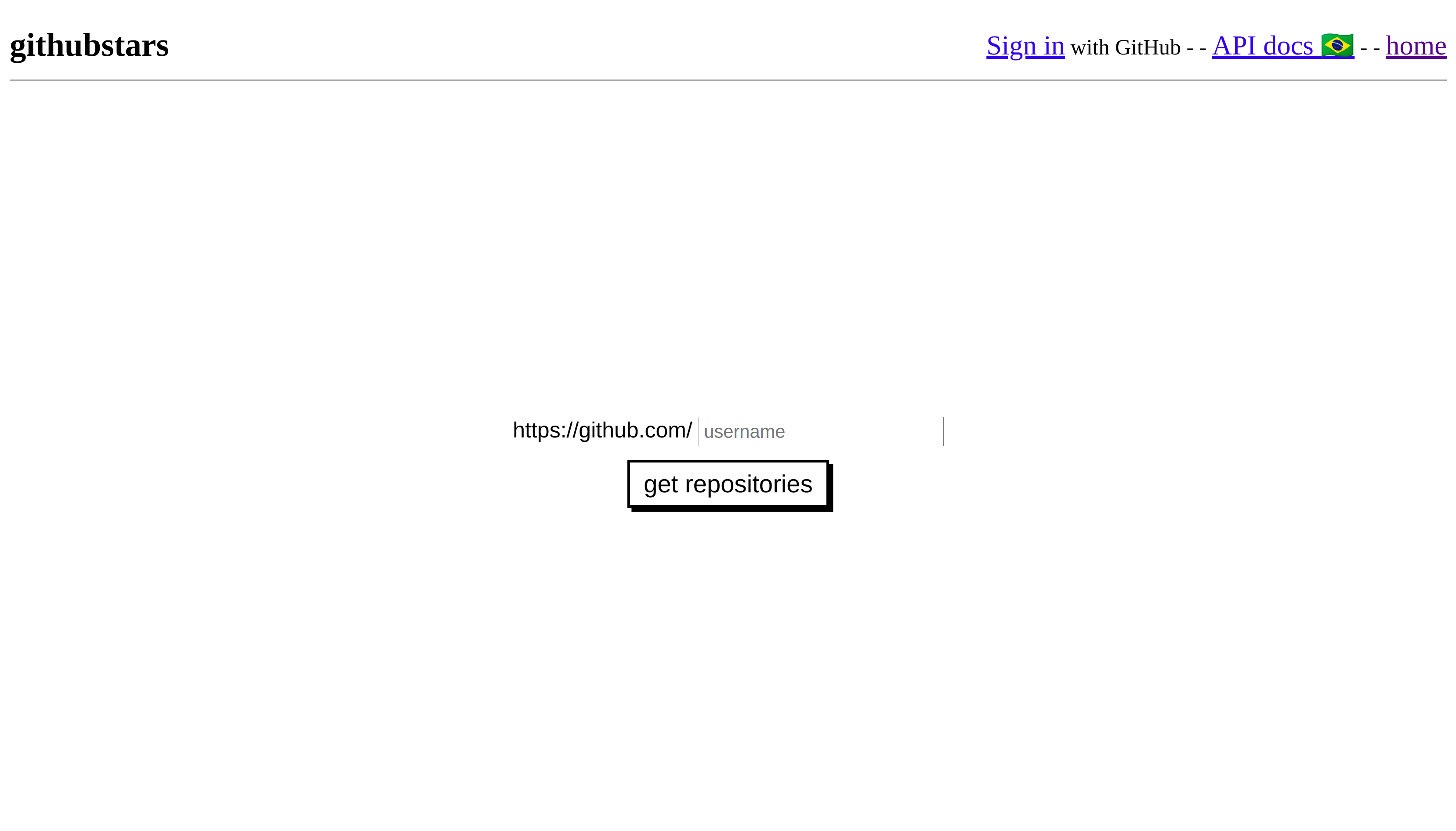 A screenshot of the GitHub Stars website
